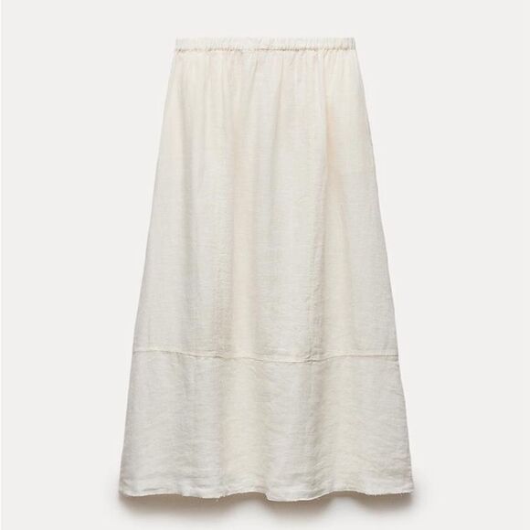 ZARA 100% LINEN MIDI SKIRT ZW COLLECTION - Picture 4 of 8
